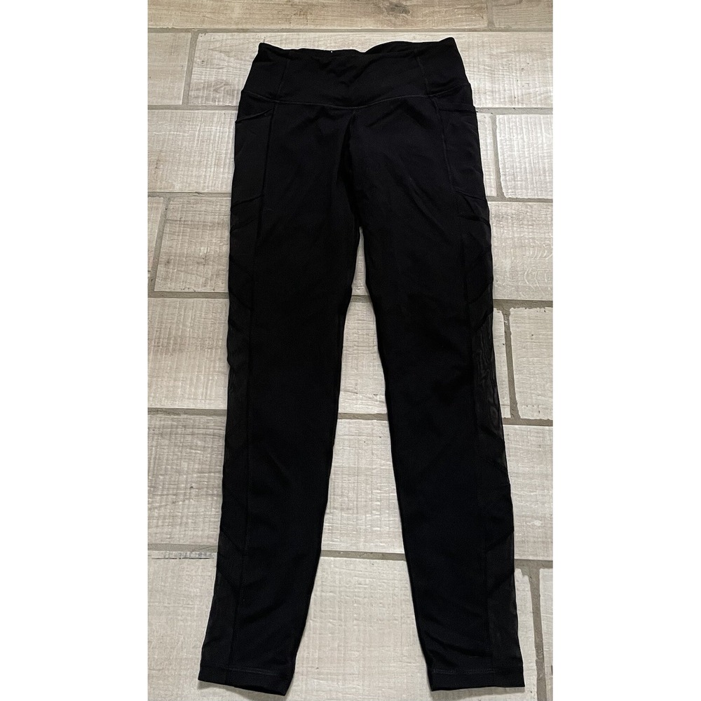 Victoria Secret Sport Womens Leggings Small Black Knockout Sheer Mesh Accent‎